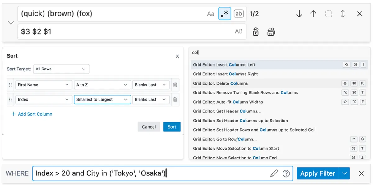 Exemple des outils proposés par SmoothCSV